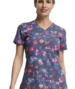 Dickies Women's Butterflies Abloom Print Scrub Top 4 Dickies Women's Butterflies Abloom Print Scrub Top -Silverts-shop 3 di dk616 print 650 1