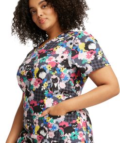 Dickies Women's V-Neck Furever Floral Print Scrub Top -Silverts-shop 3 di dk616 print 650