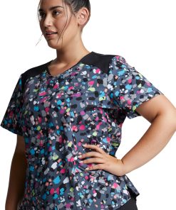 Dickies Clearance Women's Confetti Pop Print Scrub Top -Silverts-shop 3 di dk622 printclearance 650