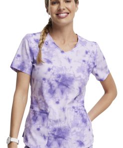 Dickies Women's Tonal Tie Dye Lavender Print Scrub Top -Silverts-shop 3 di dk623 print 650 1