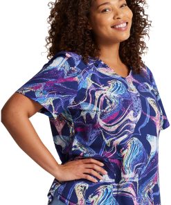 Dickies Women's Digital Waves Print Scrub Top -Silverts-shop 3 di dk623 print 650
