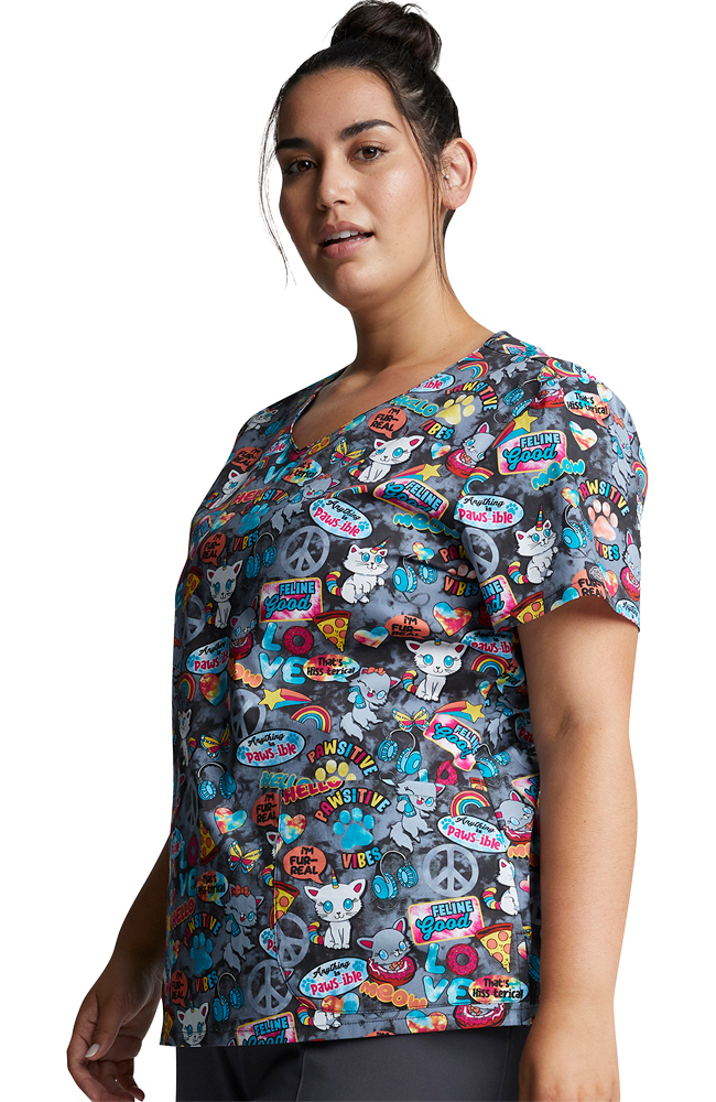 Clearance Women's Pawsitive Vibes Print Scrub Top Dickies Clearance Women's Pawsitive Vibes Print Scrub Top -Silverts-shop 3 di dk700 printclearance 650 1