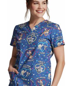 Dickies Clearance Women's Roo-Ting For You Print Scrub Top -Silverts-shop 3 di dk704 printclearance 650