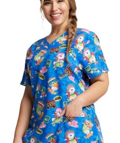 Dickies Women's V-Neck Livin' On The Hedge Print Scrub Top -Silverts-shop 3 di dk717 print 650