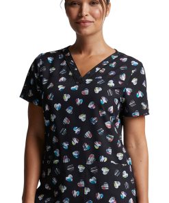 Dickies Clearance Women's Love U Dots Print Scrub Top -Silverts-shop 3 di dk718 printclearance 650
