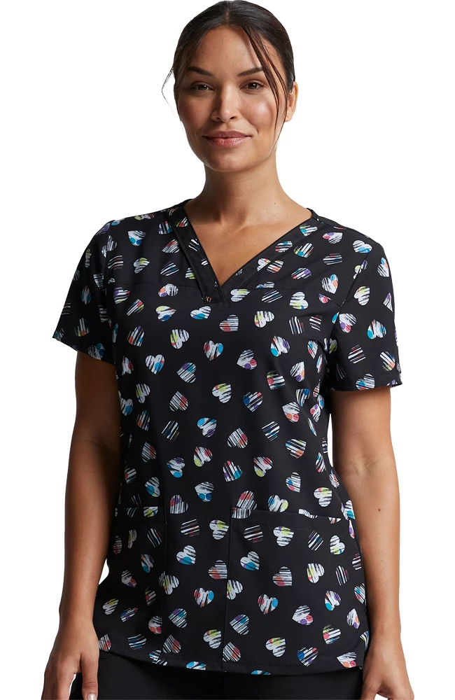 Dickies Clearance Women's Love U Dots Print Scrub Top - Image 3