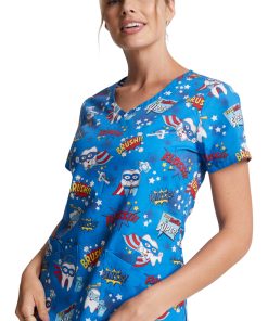 Dickies Clearance Women's Super Smile Print Scrub Top -Silverts-shop 3 di dk721 printclearance 650