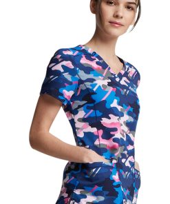 Dickies Women's V-Neck Camo In Line Print Scrub Top -Silverts-shop 3 di dk731 print 650 1