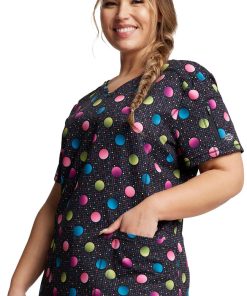 Dickies Women's V-Neck Dot's Poppin' Print Scrub Top 4 Dickies Women's V-Neck Dot's Poppin' Print Scrub Top -Silverts-shop 3 di dk731 print 650