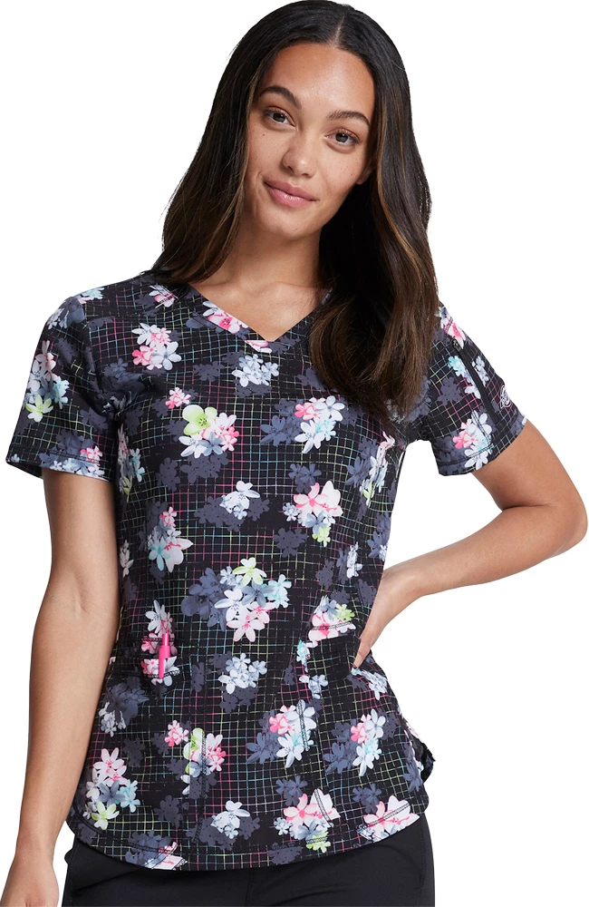 Dickies Clearance Women's Light Bright Blooms Print Scrub Top - Image 3