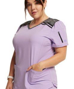 Dickies Women's V-Neck Solid Scrub Top -Silverts-shop 3 di dk740 650