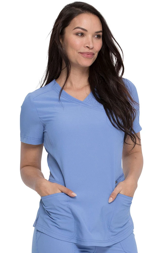 Dickies Clearance Women's Mock Wrap Solid Scrub Top - Image 3