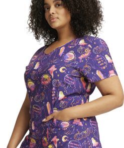 Dickies Women's V-Neck Hanging With My Boo Print Scrub Top -Silverts-shop 3 di dk852 print 650