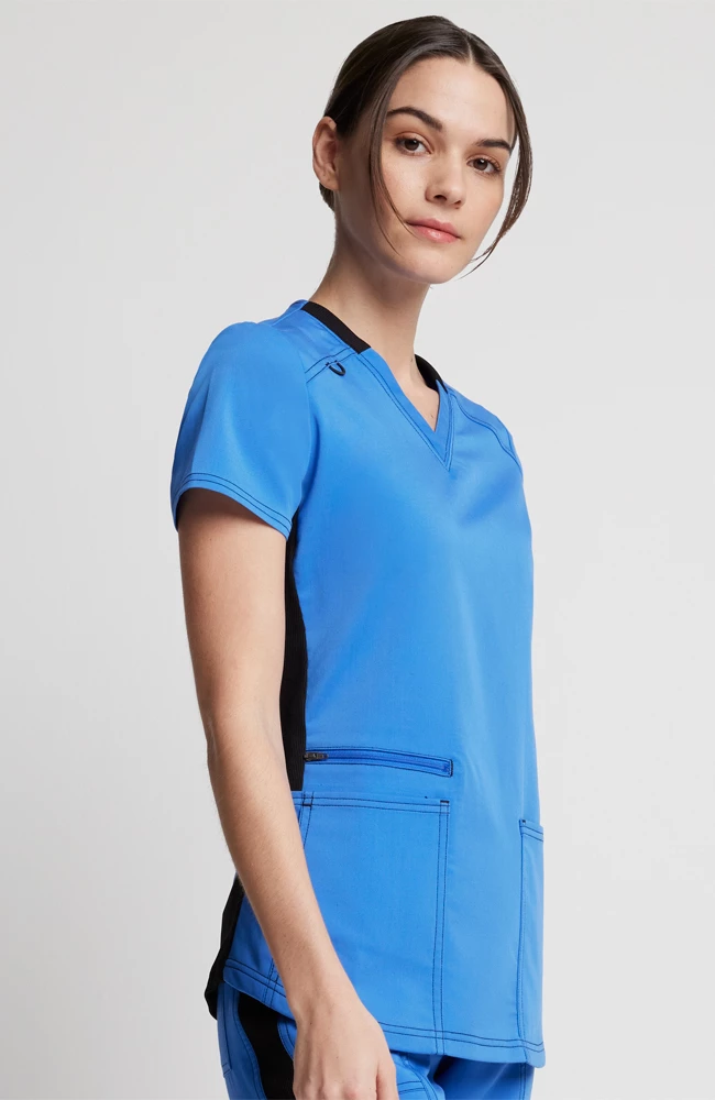 Dickies Clearance Women's Knitted Panel Solid Scrub Top - Image 3
