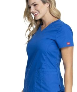 Dickies Women's V-Neck Solid Scrub Top -Silverts-shop 3 di dk880 650