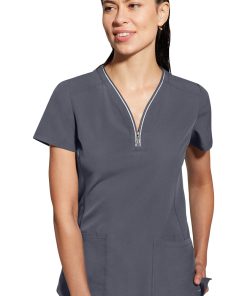 Healing Hands Women's Sonia Zip Y-Neck Scrub Top -Silverts-shop 3 hh 2274 650