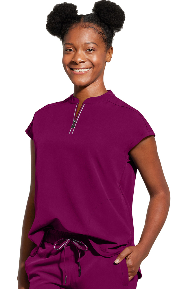 Women's Sandy Zip Mandarin Collar Scrub Top Healing Hands Women's Sandy Zip Mandarin Collar Scrub Top -Silverts-shop 3 hh 2286 650