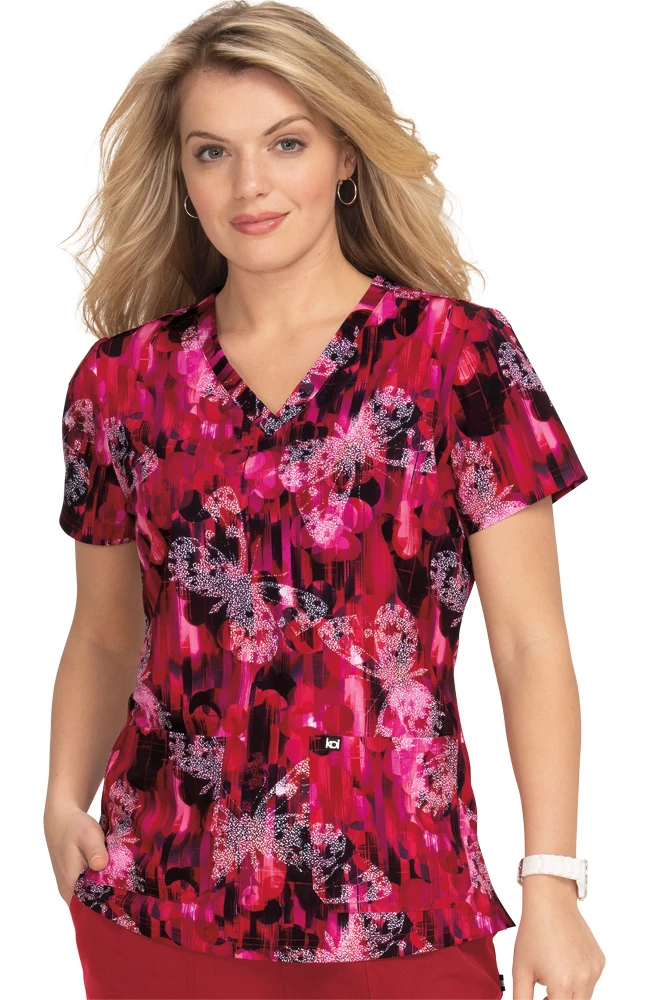Koi Clearance Women's Early Energy Flutter Butterfly Print Scrub Top - Image 3