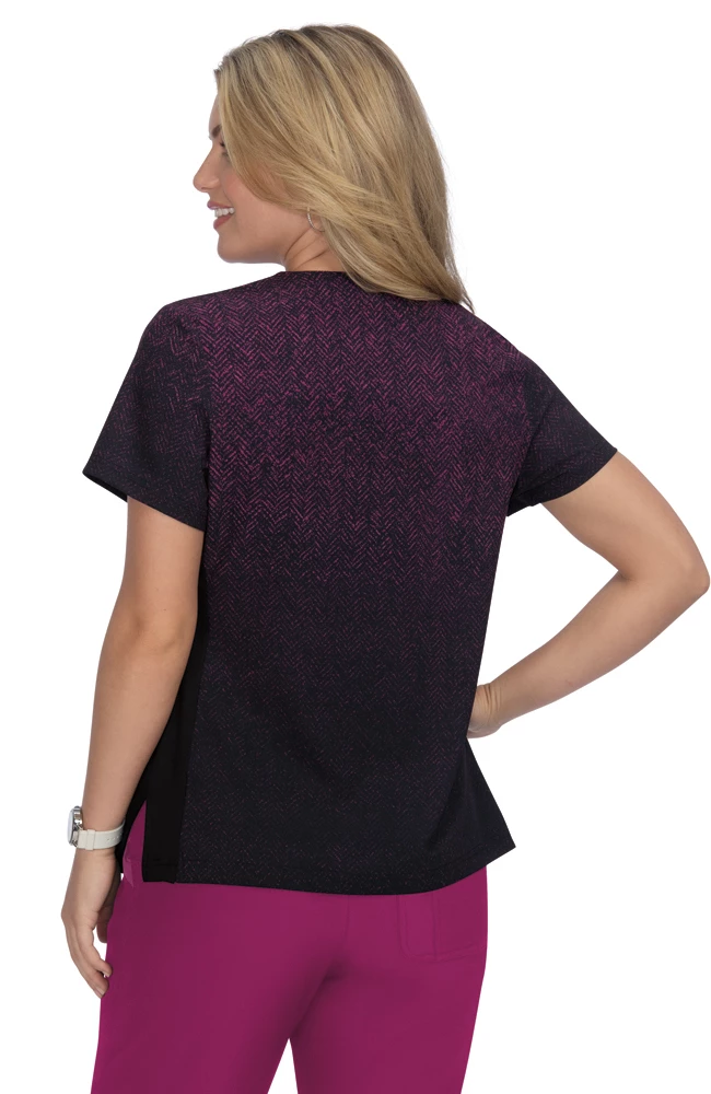 Koi Clearance Women's Passion Herringbone Raspberry Ombre Print Scrub Top - Image 3