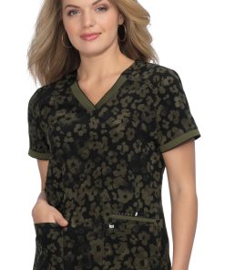 Koi Clearance Women's Hustle & Heart Tonal Cheetah Olive Print Scrub Top -Silverts-shop 3 ko 1050pr printclearance 650