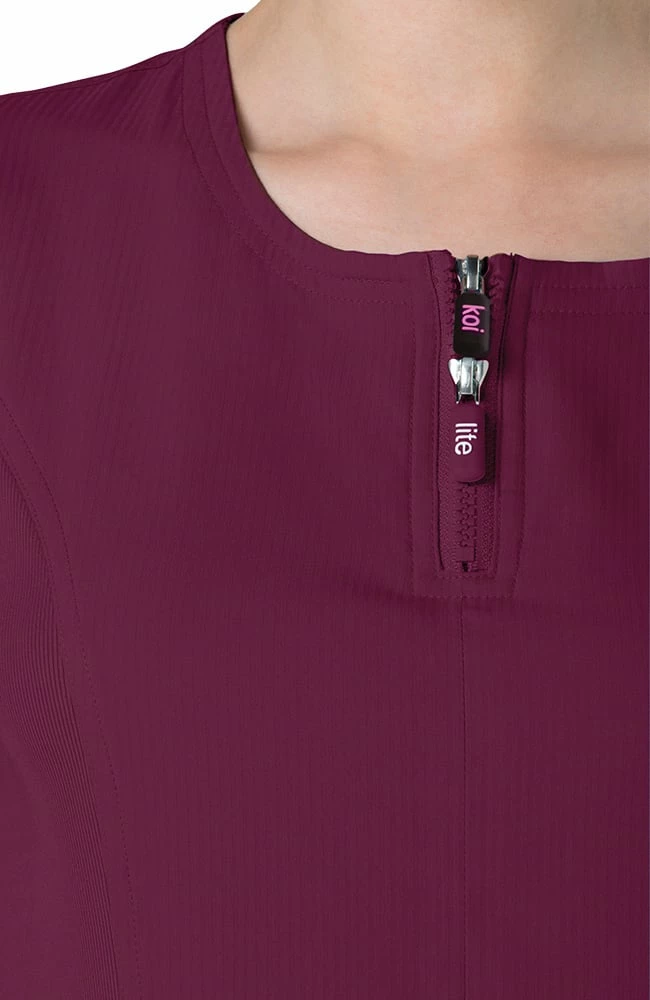 Koi Clearance Women's Serenity Round Zip Neck Solid Scrub Top - Image 3