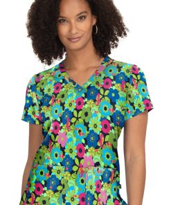 Koi Women's Lulu V-Neck Sea Horse Print Scrub Top -Silverts-shop 3 ko f100pr print 650