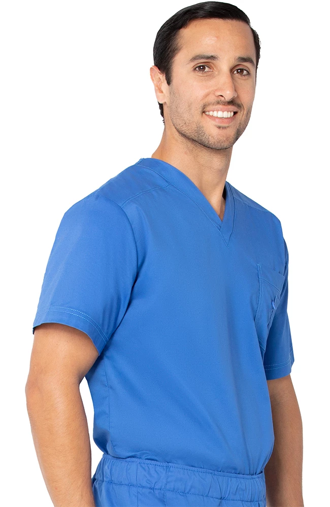 Landau Clearance Stretch Men's By V-Neck Solid Scrub Top - Image 3
