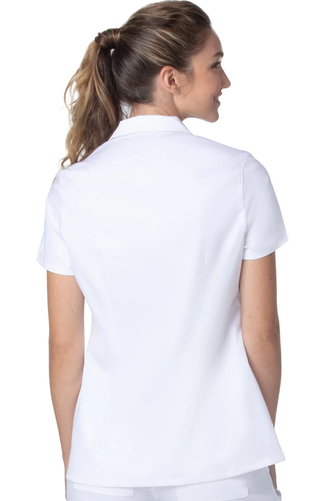 Landau Women's Collared Zip Front Solid Scrub Top - Image 3