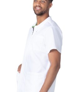 Landau Men's Collared Zip Front Solid Scrub Top -Silverts-shop 3 ln 4263prv 650