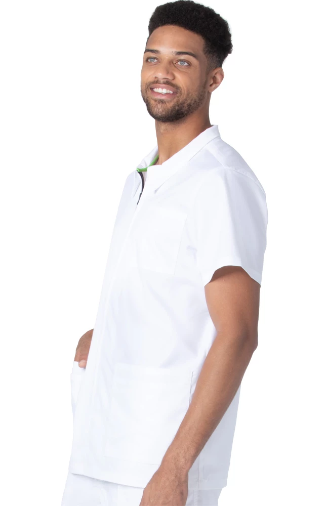 Landau Men's Collared Zip Front Solid Scrub Top - Image 3