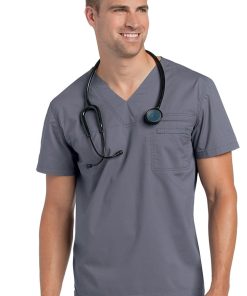 Landau Clearance Men's V-Neck Solid Scrub Top -Silverts-shop 3 ln 7478 clearance 650