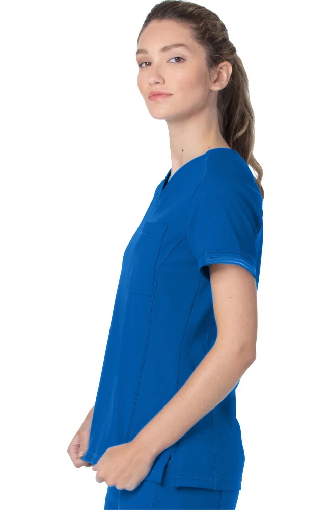 Urbane Women's Stripe Trim Solid Scrub Top - Image 3