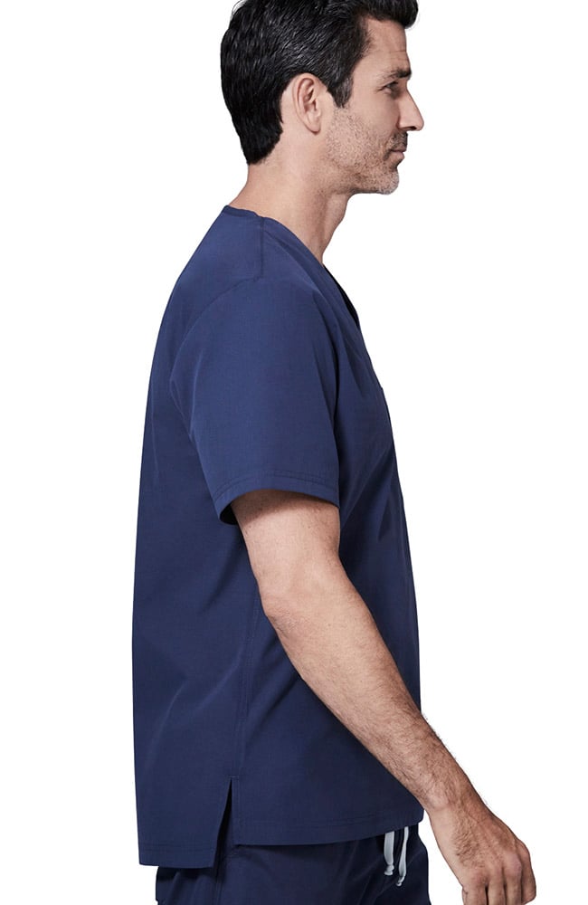 Men's V-Neck Chest Pocket Solid Scrub Top Medelita Men's V-Neck Chest Pocket Solid Scrub Top -Silverts-shop 3 md mfmst 650