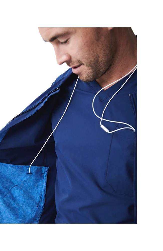 Medelita Men's Kinetic Bomber Solid Scrub Jacket - Image 3