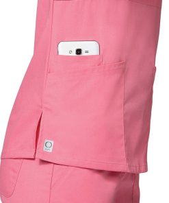 EON Clearance Women's COOLMAX Mock Wrap Mesh Panel Solid Scrub Top -Silverts-shop 3 mv 1748 clearance 650