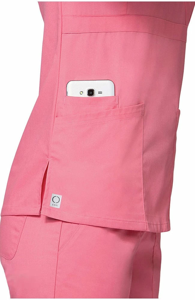 EON Clearance Women's COOLMAX Mock Wrap Mesh Panel Solid Scrub Top - Image 3