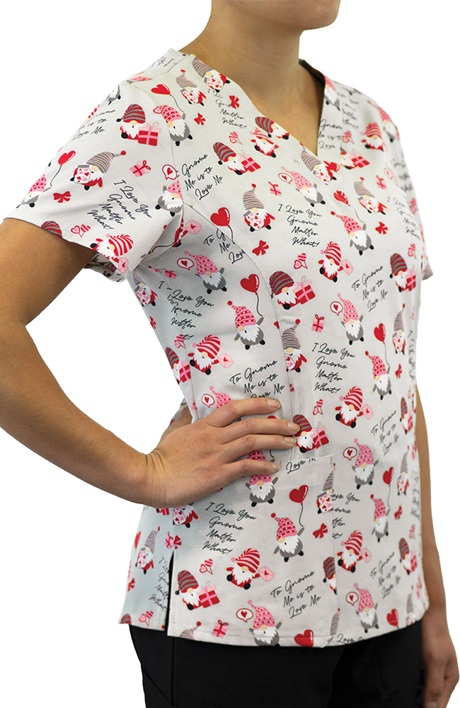 Women's Gnome Matter What Print Scrub Top Maevn Uniforms Women's Gnome Matter What Print Scrub Top -Silverts-shop 3 mv 1767 print 650 6
