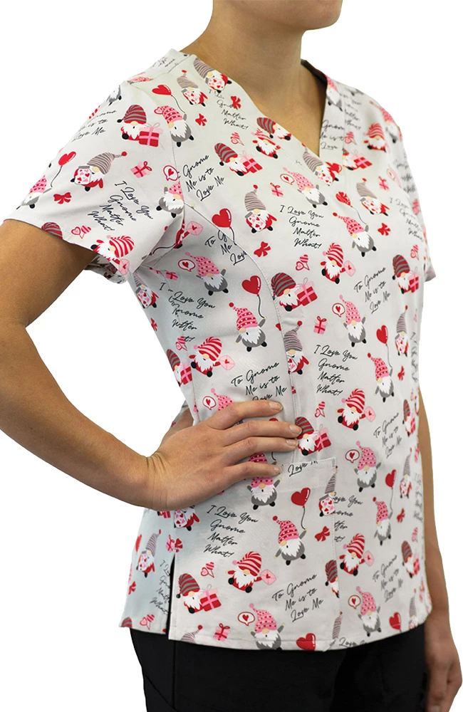 Maevn Uniforms Women's Gnome Matter What Print Scrub Top - Image 3