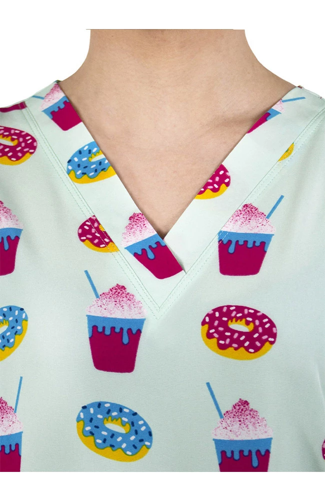 Maevn Uniforms Clearance Women's Brain Freeze Print Scrub Top - Image 3