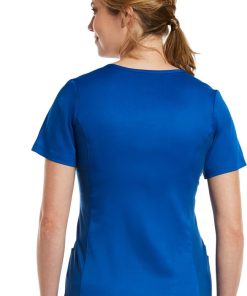 Maevn Uniforms Women's Mock Wrap Knit Panel Solid Scrub Top -Silverts-shop 3 mv 3701 650