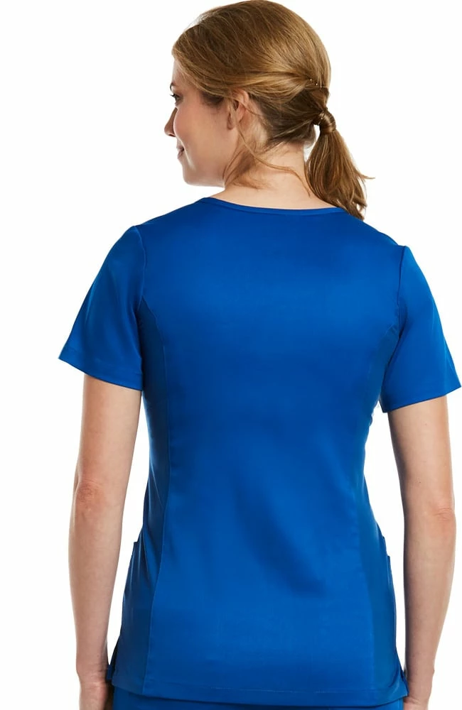 Maevn Uniforms Women's Mock Wrap Knit Panel Solid Scrub Top - Image 3