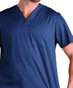 EON Men's V-Neck Mesh Panel COOLMAX Solid Scrub Top -Silverts-shop 3 mv 5208 650