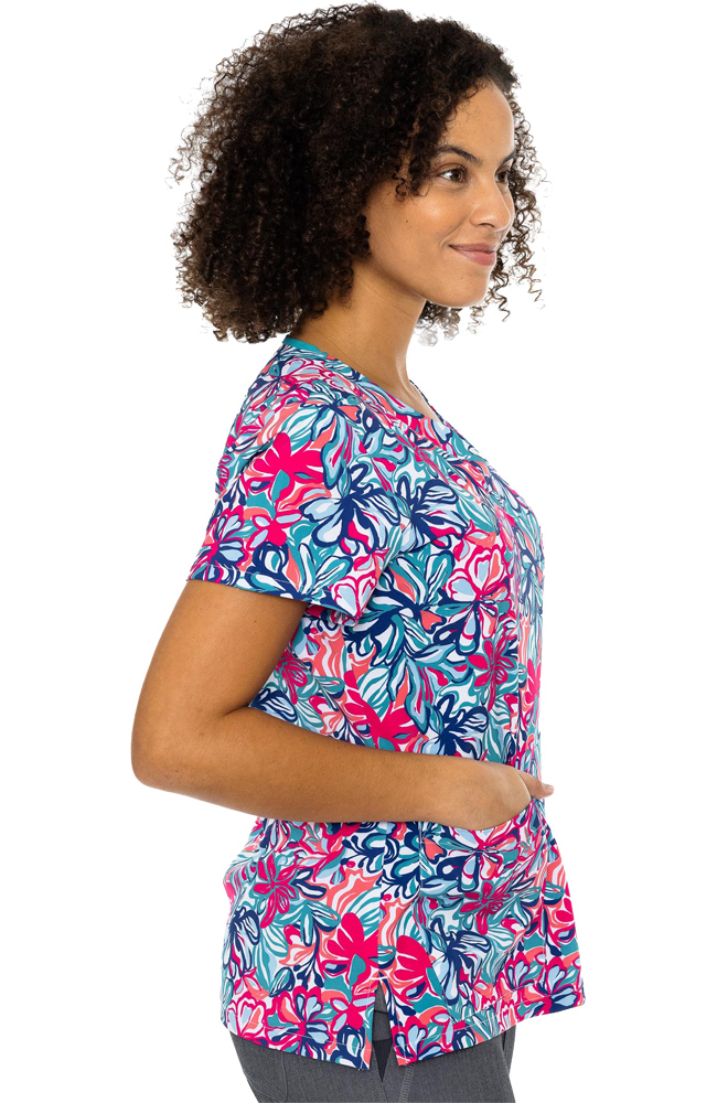 Women's Vicky Floral Tropical Print Scrub Top Med Couture Women's Vicky Floral Tropical Print Scrub Top -Silverts-shop 3 pe 8564 print 650