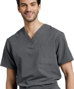 White Cross Men's V-Neck Chest Pocket Solid Scrub Top -Silverts-shop 3 wc 2206 650
