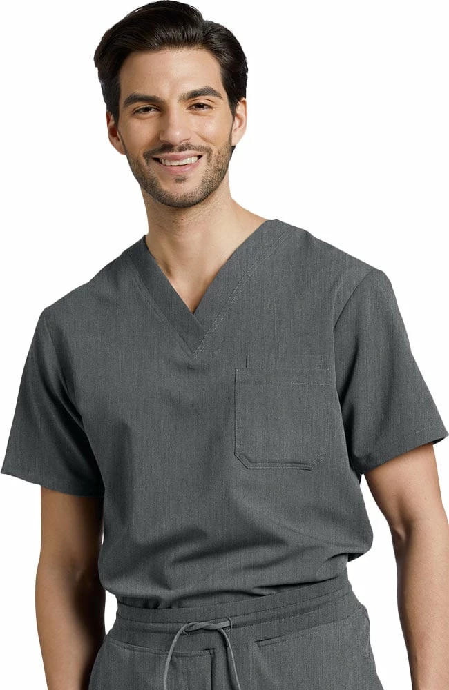 White Cross Men's V-Neck Chest Pocket Solid Scrub Top - Image 3