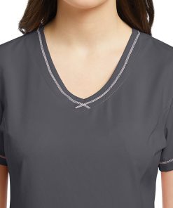White Cross Women's Round V-Neck Stitched Solid Scrub Top 4 White Cross Women's Round V-Neck Stitched Solid Scrub Top -Silverts-shop 3 wc 782 650