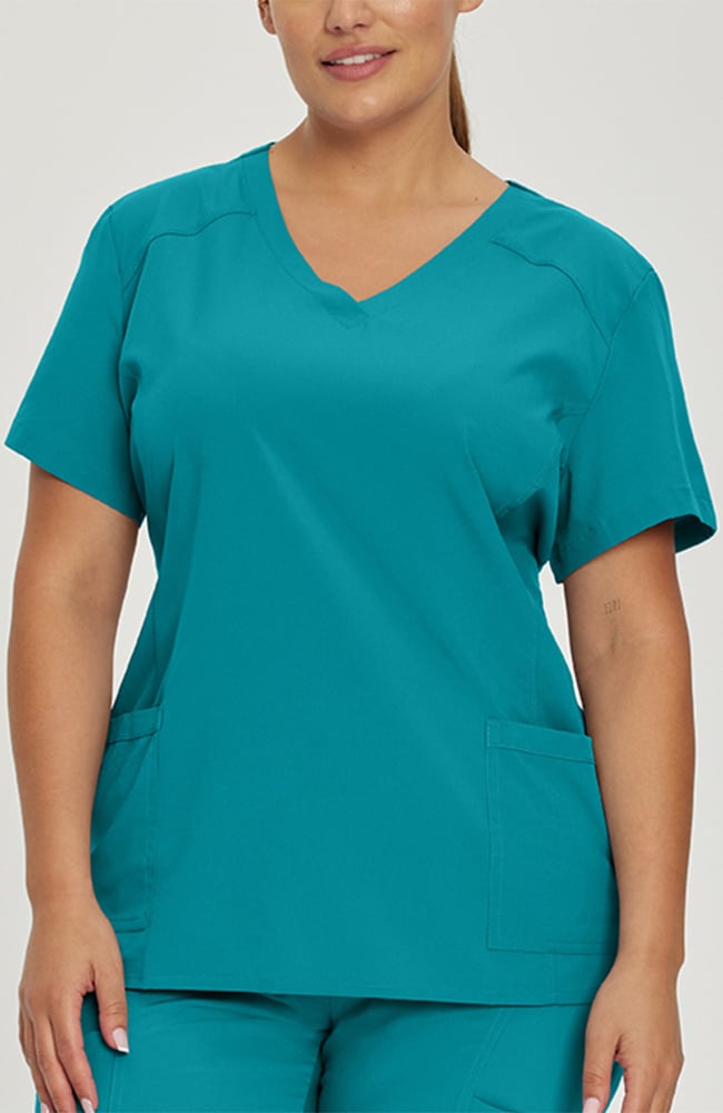 Women's V-Neck Solid Scrub Top White Cross Women's V-Neck Solid Scrub Top -Silverts-shop 3 wc 785 650