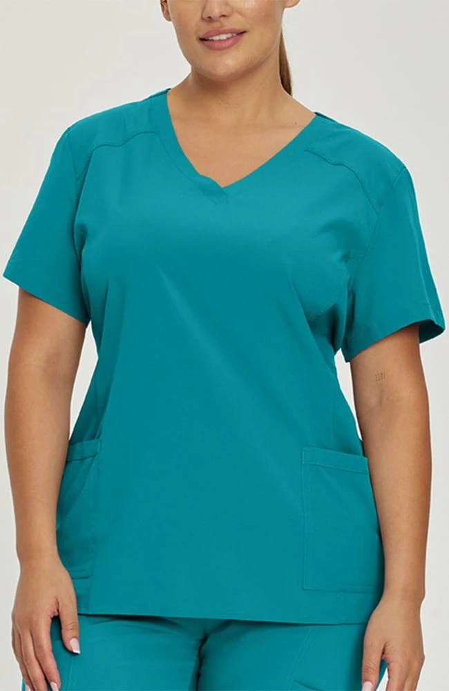 White Cross Women's V-Neck Solid Scrub Top - Image 3