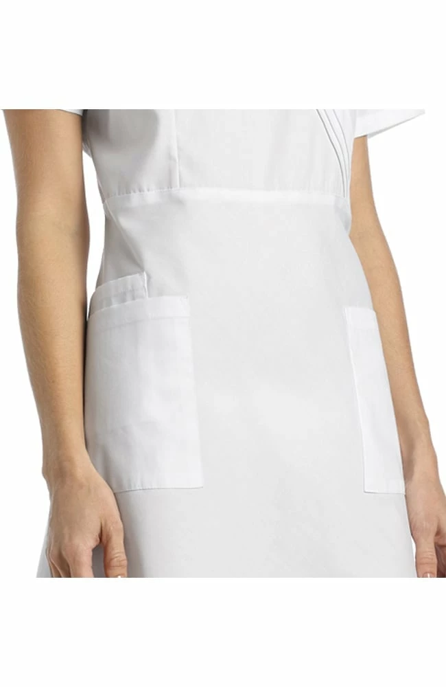 White Cross Women's Pleated Mock Wrap Scrub Dress - Image 3