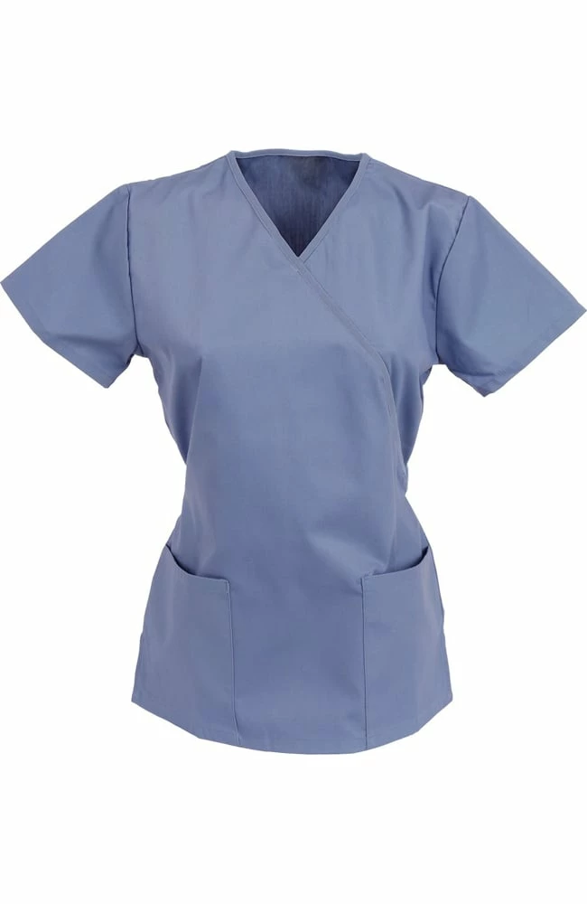 AllHeart Clearance Women's Mock Wrap Solid Scrub Top - Image 4